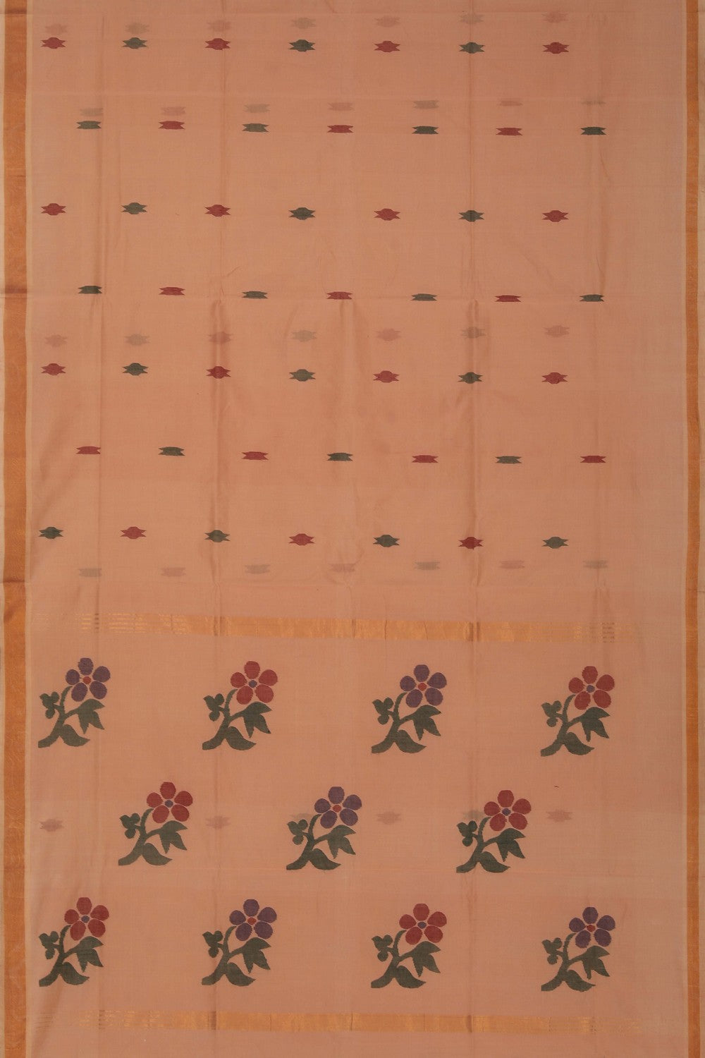 Image of Uppada Cotton Peach Saree